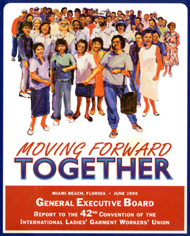 Poster of a large group of people and the words, Moving Forward Together