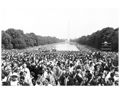 ILGWU members at March on Washington for Jobs and Freedom, at reflecting pool, August 28, 1963