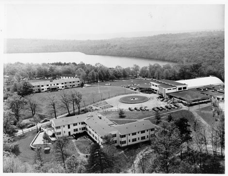 Aerial photograph of Unity House buildings and grounds, circa 1948
